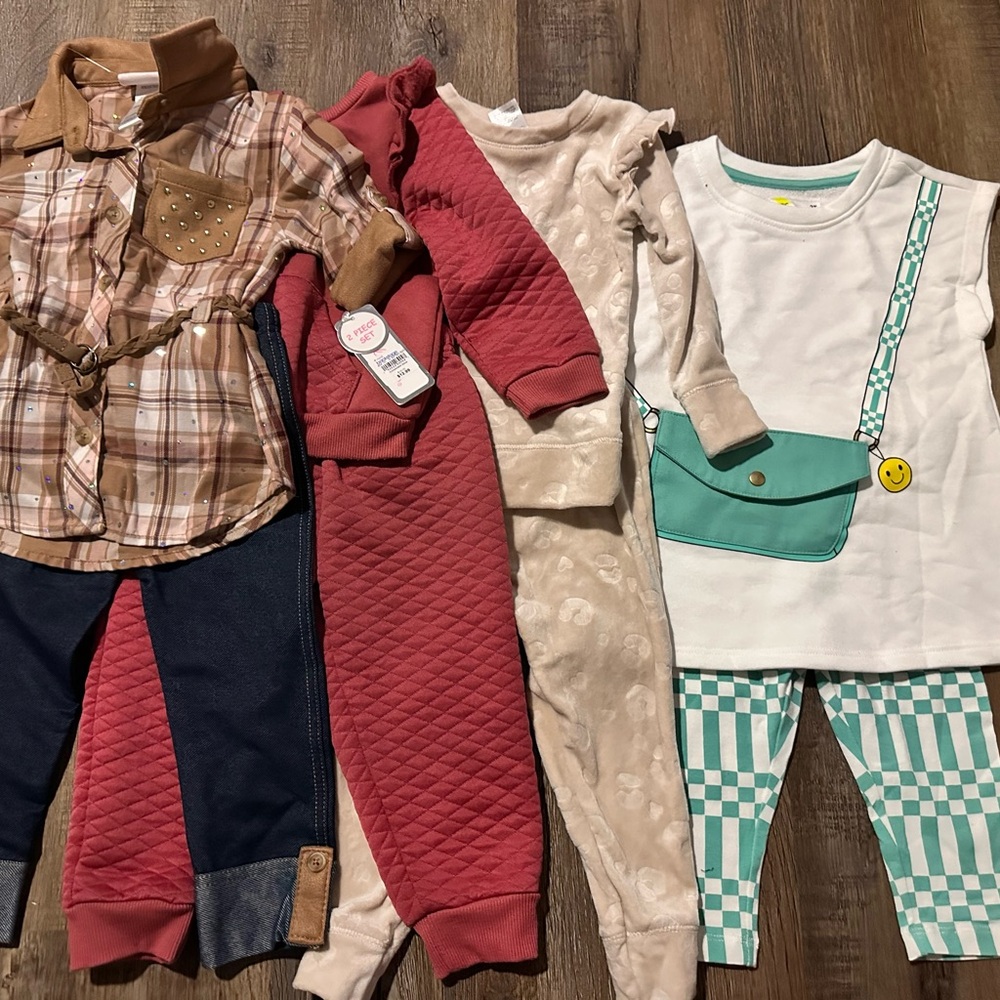 Kids bundles Matching Set with Plaid and Teal Accents